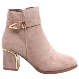 Elegantes botines de tacón Khalia Khaki beige