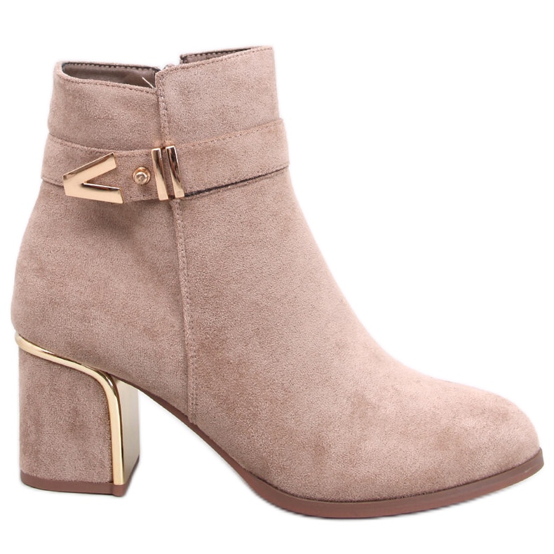 Elegantes botines de tacón Khalia Khaki beige