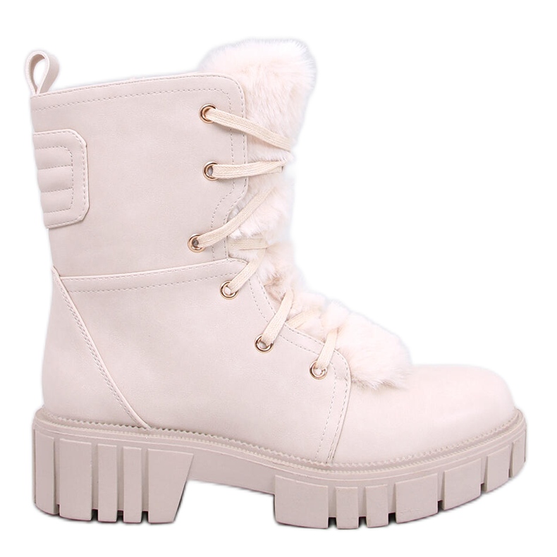 Melvin Botines beige con cordones y pelo
