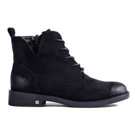 W. Potocki Botines Potocki de ante negro con cordones