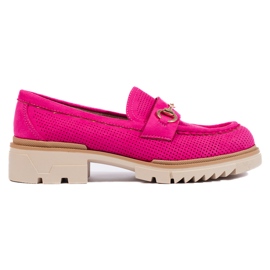 Mocasines Shelovet ante calado, fucsia rosado