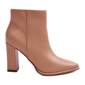 Botines Mujer Saitana Piel Beige Tacón Alto