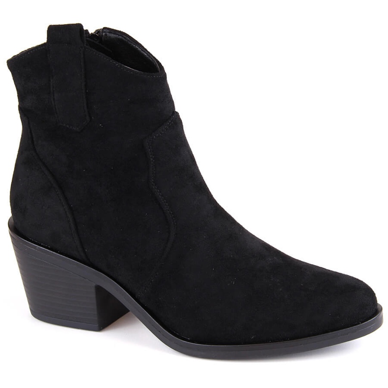 Botas cowboy de mujer de ante y tacón alto, negro S.Barski HY30-86A Botas cowboy de mujer de ante y tacón alto, negro S.Barski HY30-86A