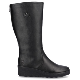 Botas de nieve impermeables de piel con aislamiento de lana de oveja Rieker negro