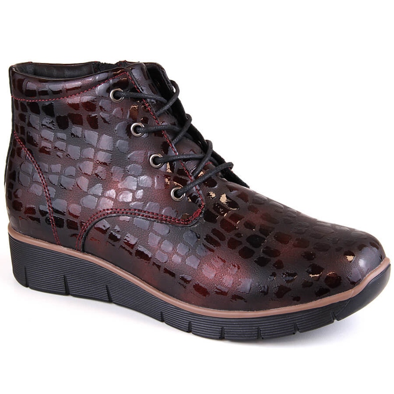 Botas de cuña de mujer de piel, burdeos aislantes, Filippo DBT3169 rojo