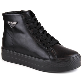 Botines de piel con plataforma, creepers negros con aislamiento Filippo DBT4708
