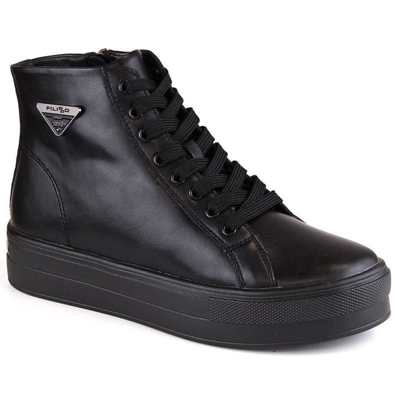 Botines de piel con plataforma, creepers negros con aislamiento Filippo DBT4708 Botines de piel con plataforma, creepers negros con aislamiento Filippo DBT4708