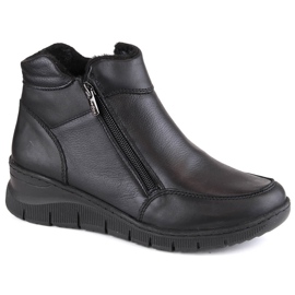 Botas cuña cómodas de piel con aislamiento, negro Helios 594S