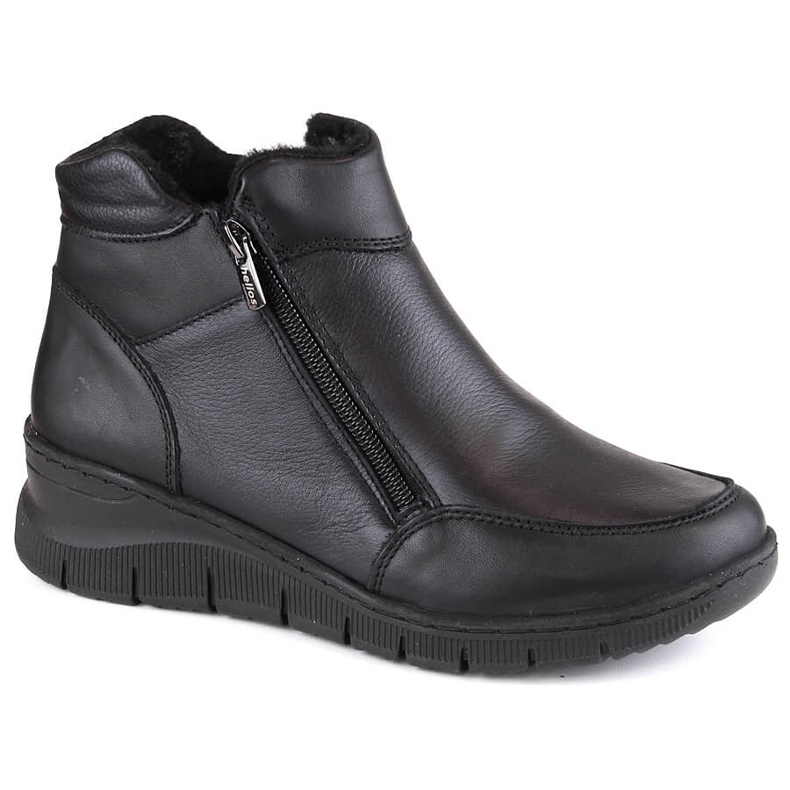Botas cuña cómodas de piel con aislamiento, negro Helios 594S