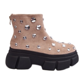 S.Barski Botas Aislante De Ante Con Cristales D&amp;A MR870-83 Beige