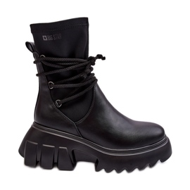 Botas con plataforma enorme y cordones, Black Big Star MM274590 negro