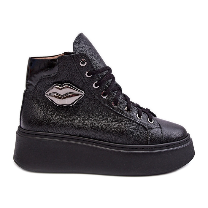 Zapatillas Mujer Cremallera Alta Lemar Negro Katerin