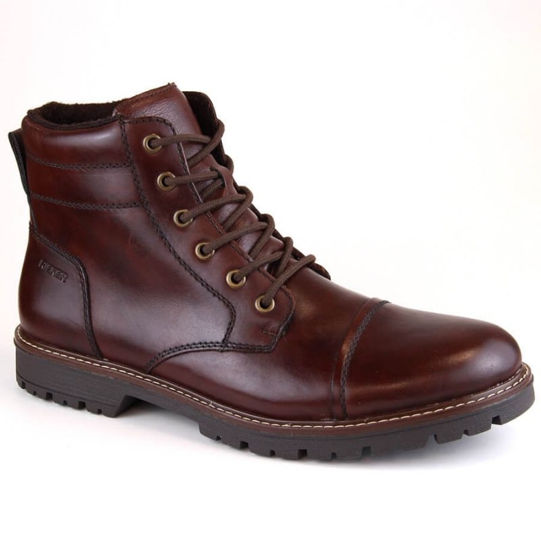Zapatos cómodos de piel con aislamiento Rieker M RKR636 marrón