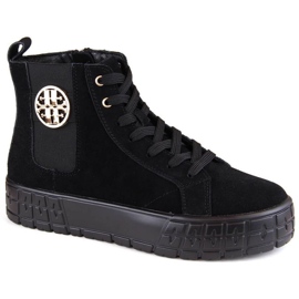 Filippo W PAW470 Botines de ante de piel con aislamiento negro en la plataforma