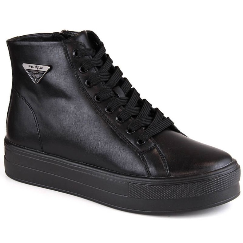 Botines de piel con plataforma, creepers aislantes Filippo W PAW471, negro