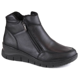 Cómodas botas de cuña de piel con aislamiento Helios W H594A, negro