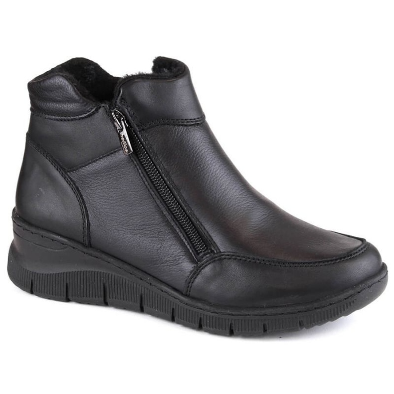Cómodas botas de cuña de piel con aislamiento Helios W H594A, negro