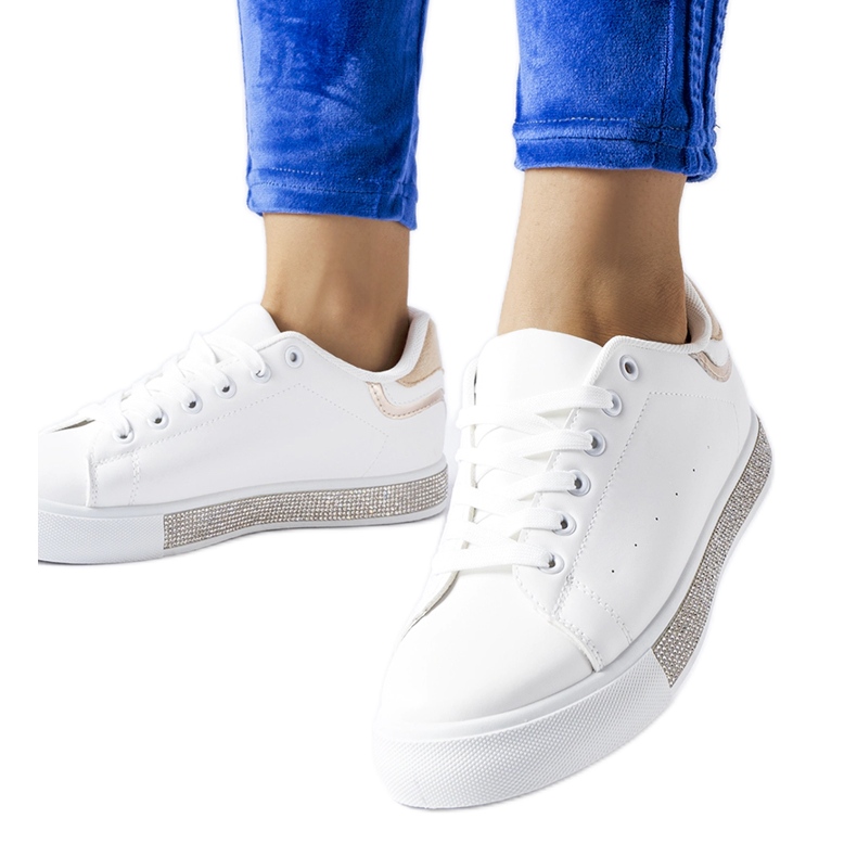 Deportivas blancas y beige con strass Dina blanco