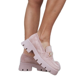 Mocasines rosas con hebilla y pedrería Gaiola rosado
