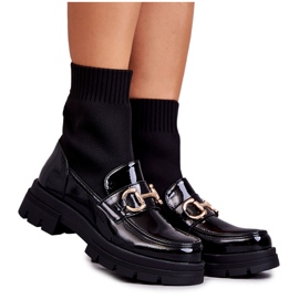 Botines de Mujer con Adorno y Calcetín Slip-On, Negro