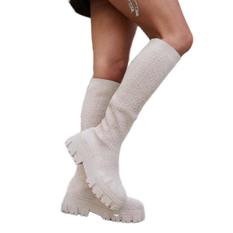 Ausonia botas calcetín largas beige