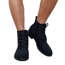 Botines negros decorados con circonitas Melisurgo