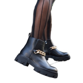 Botines negros con cadena Alfie gruesa decorativa