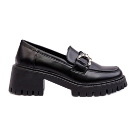 Zapatos de cuero para mujer con tacones altos enormes, negro Lemmitty