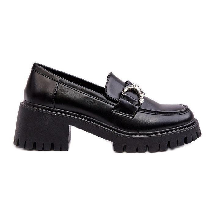 Zapatos de cuero para mujer con tacones altos enormes, negro Lemmitty