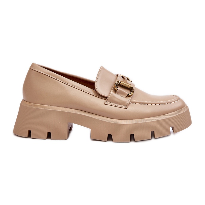Mocasines De Mujer Con Adorno Beige Peuria