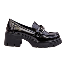 WS1 Zapatos Mujer Tacón Bajo Charol Negro Blimma