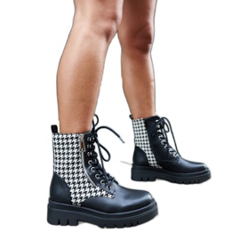 Botines aislantes negros con estampado de pata de gallo de Alfeo