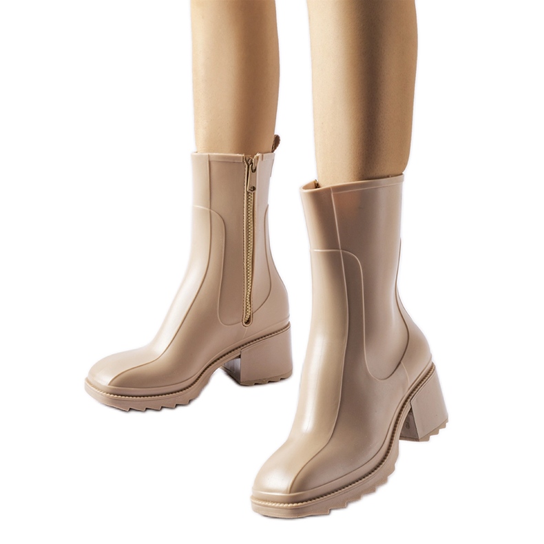 Botas de agua beige con cremallera y bloque Maggiore