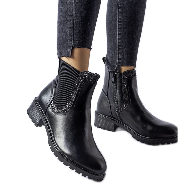 Botines negros decorados con purpurina Emidio