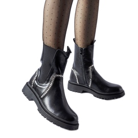 Botines negros decorados con circonitas Anastasio