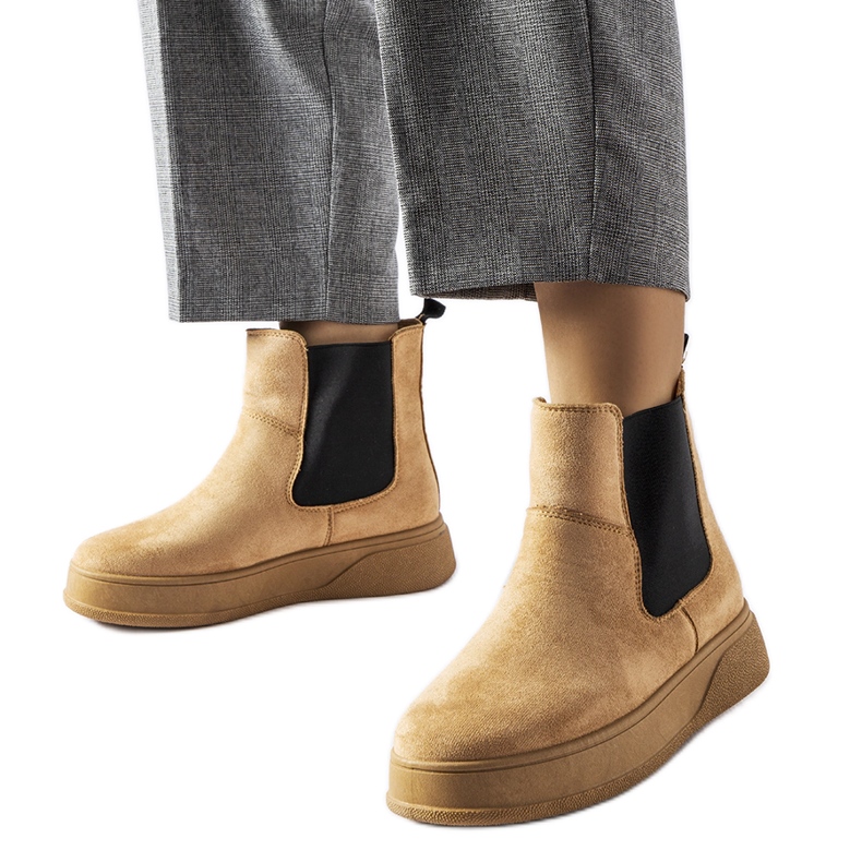 Botines beige oscuro con plataforma Benilde