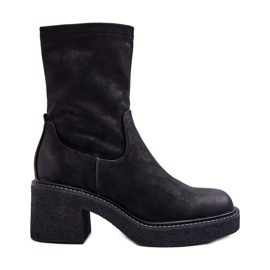 Sergio Leone Botas De Mujer Con Tacón Grueso Negro Tozanna