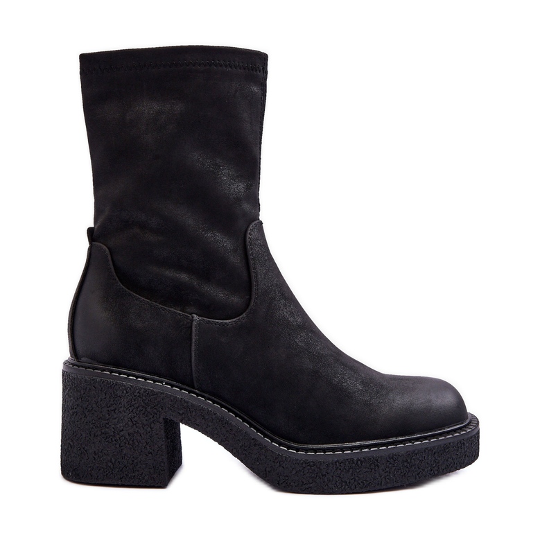Sergio Leone Botas De Mujer Con Tacón Grueso Negro Tozanna