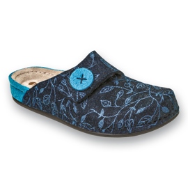 Zapatillas de mujer Inblu con aplicación de piel 155D143 azul marino