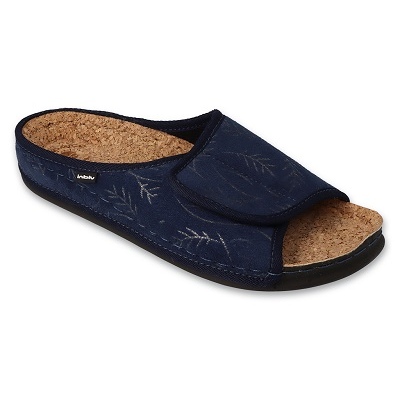 Pantuflas de mujer Inblu con inserción de corcho 155D140, azul marino, con velcro Pantuflas de mujer Inblu con inserción de corcho 155D140, azul marino, con velcro