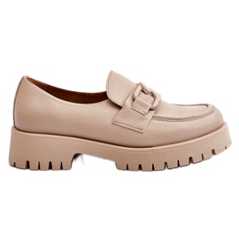 Lemar Zapatos de cuero de moda mocasines beige