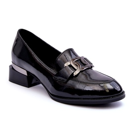 Vinceza Zapatos de charol, mocasines negros de tacón alto