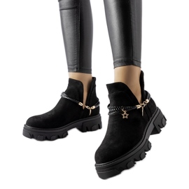 Botines negros con abertura y pulsera Accettura