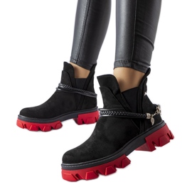 Inna Botines negros decorados con suela Ettore roja