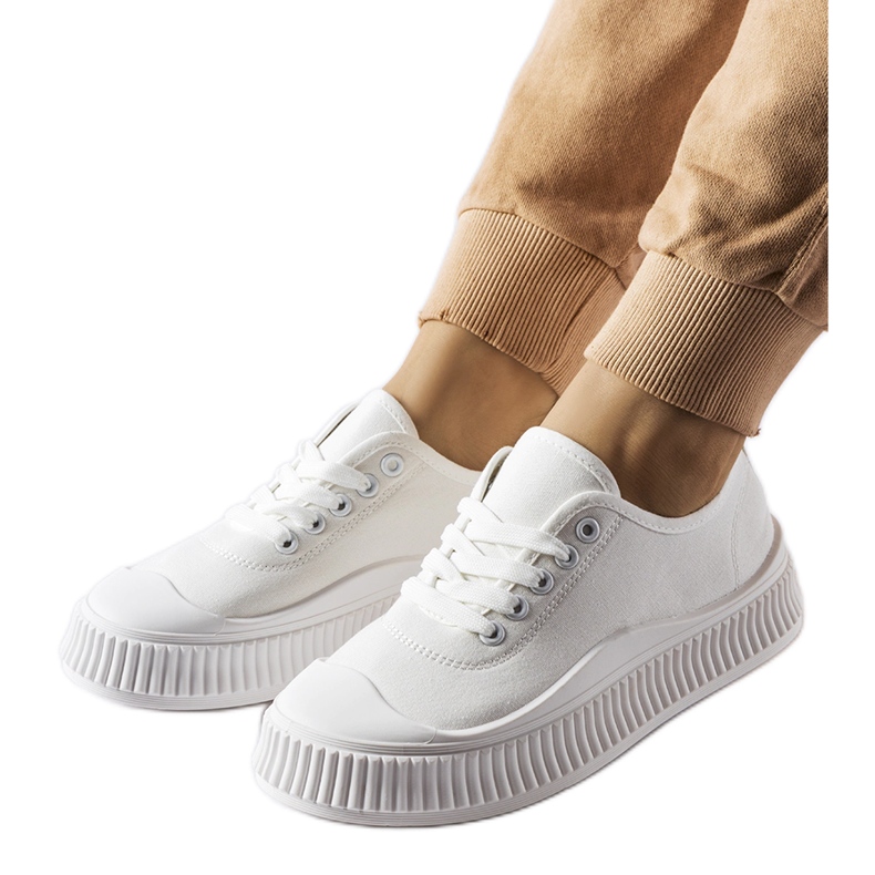Zapatillas Collepepe blancas con plataforma blanco