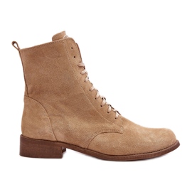 Botines mujer ante con cordones Nicole 2848 Beige