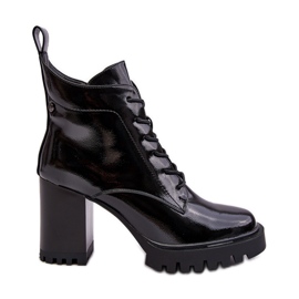 S.Barski Botas aislantes de tacón alto de charol Negro D&amp;A MR870-54
