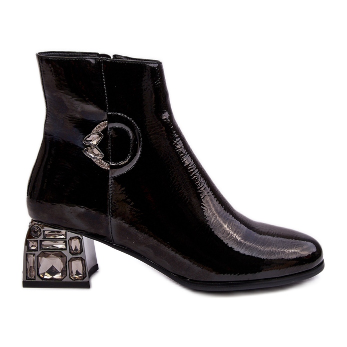 S.Barski Botines de mujer charol con tacones decorados D&amp;A MR870-93 Negro