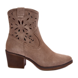 S.Barski Botas Cowboy Ante Calado D&amp;A SN622-20 Beige Oscuro