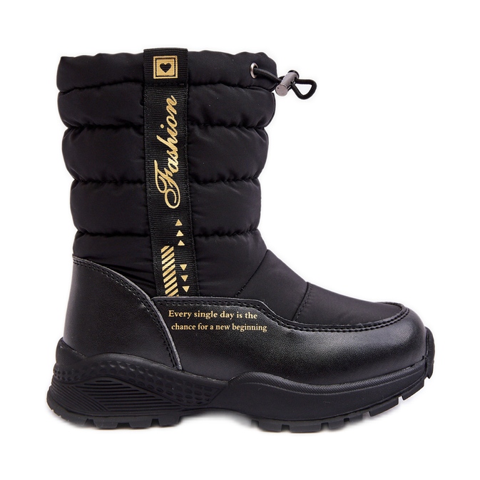 Botas de nieve para niños con aislamiento de lana y cremallera Negro Delhi